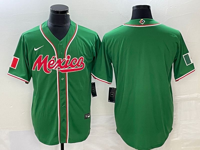 Men 2023 World Cub Mexico Blank Green Nike MLB Jersey->more jerseys->MLB Jersey